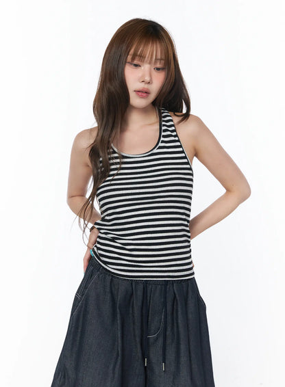 Casual Striped Halter Tank Top CY529
