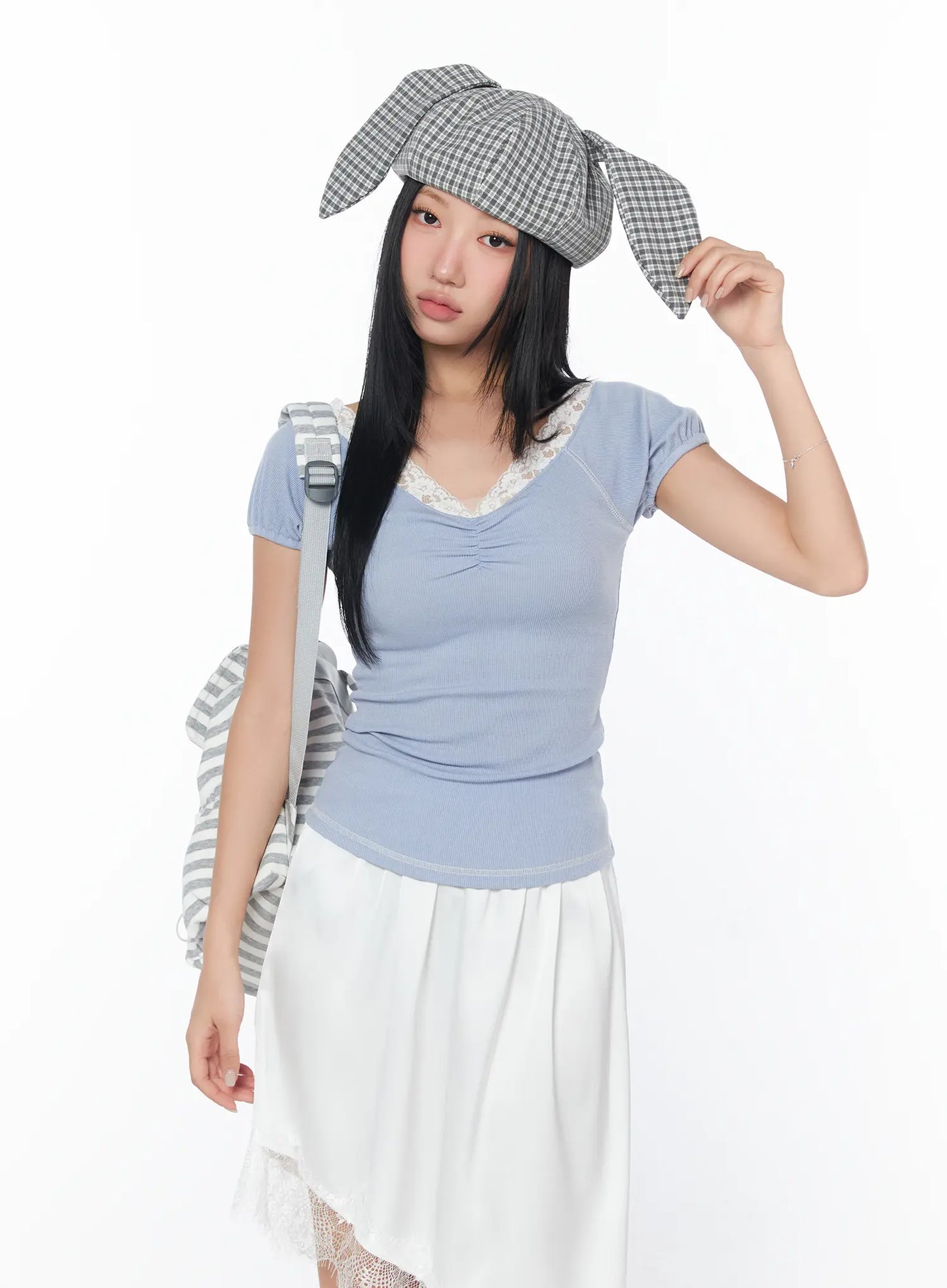 Checkered Rabbit Ear Hat CY513
