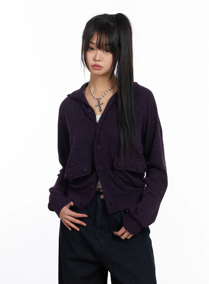 Button-Up Knit Cardigan Jacket CF504