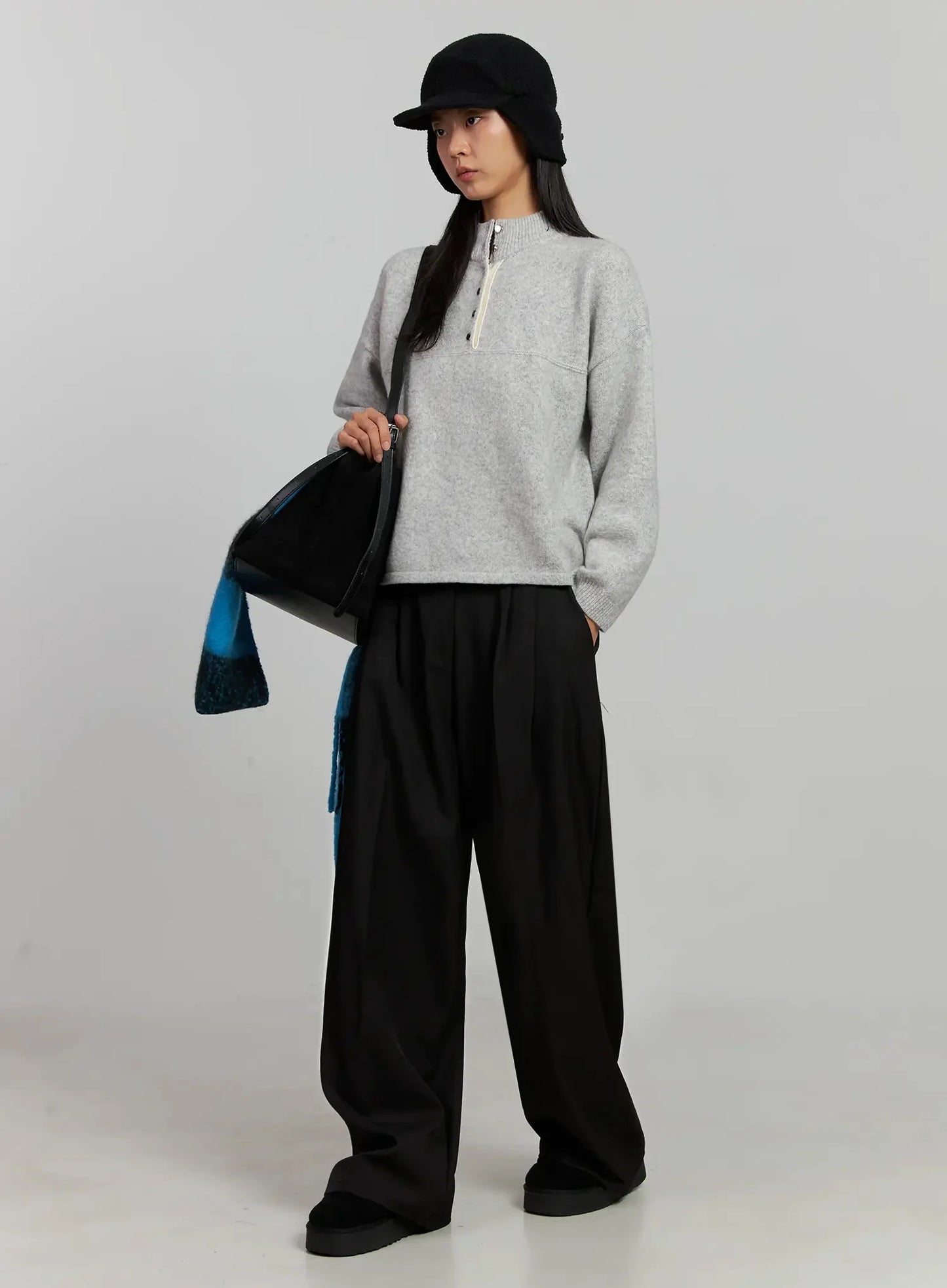 Black Oversized Slacks IJ505