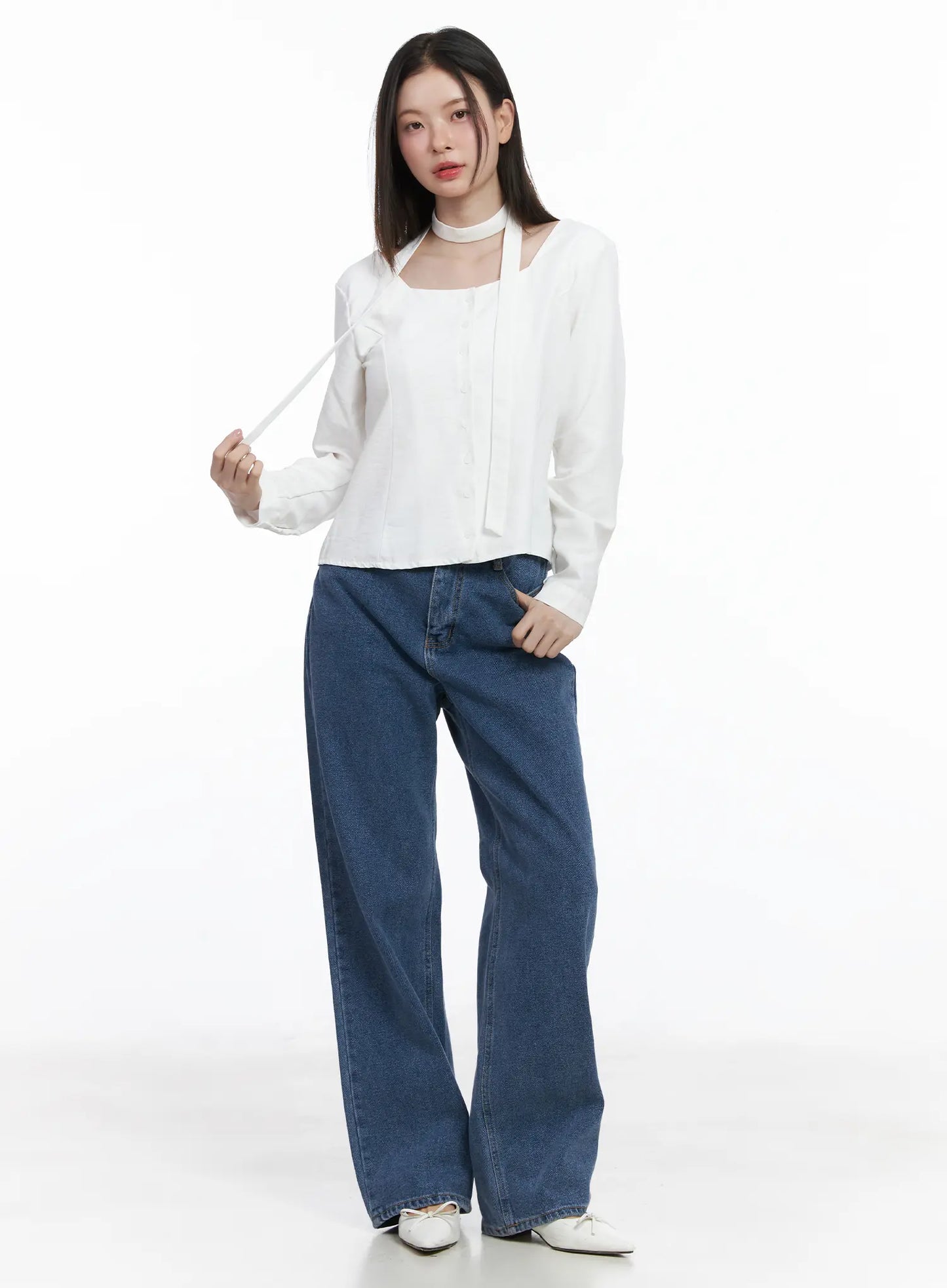 Ashlyn High-Waist Fleece-Lined Wide-Leg Jeans CJ507