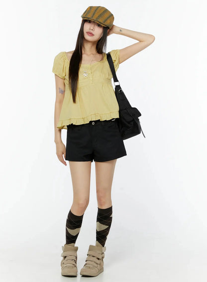 Black Cargo Pocket Shorts IU518