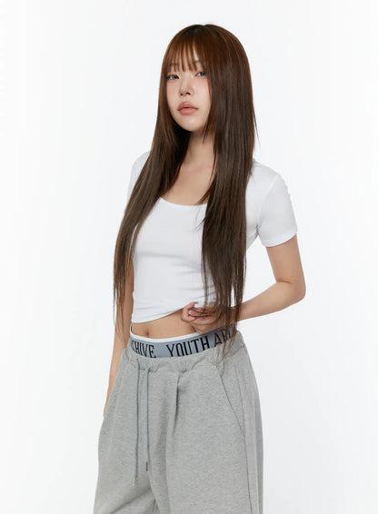 Basic U-Neck Crop Tee CY518
