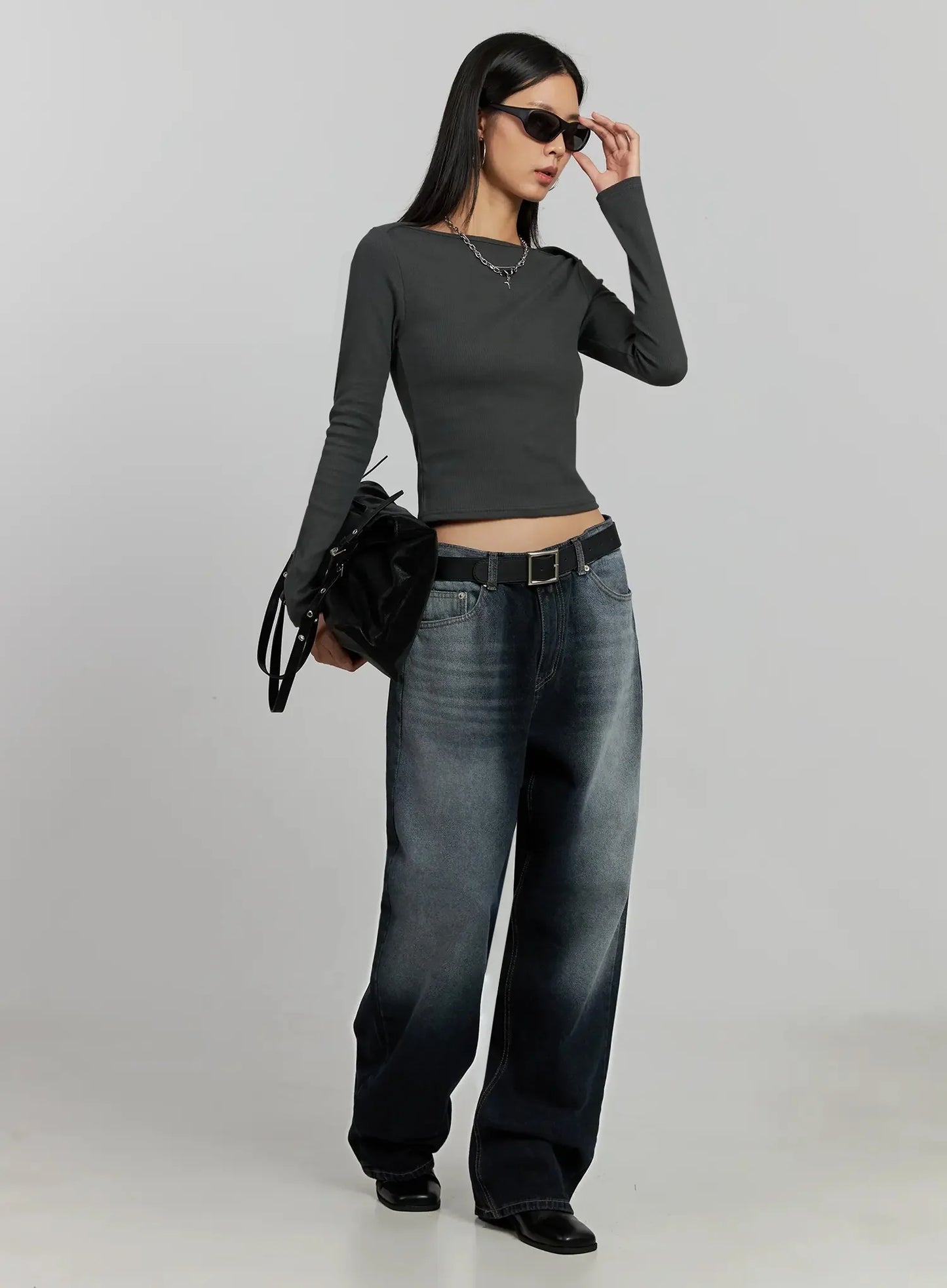 Chaya Washed Wide Jeans IJ505