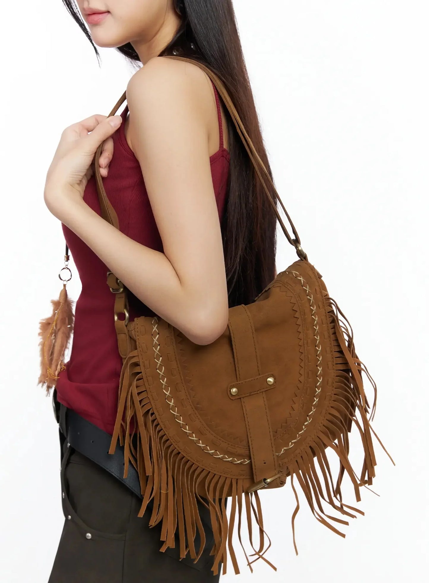 Bohemian Suede Fringe Shoulder Bag IM530