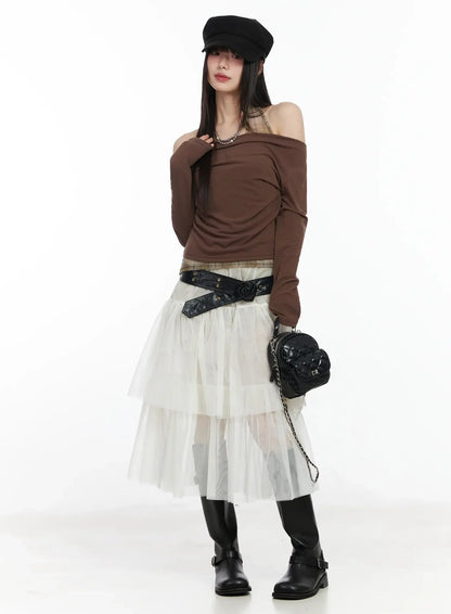 Chiffon Layered Midi Skirt IM523