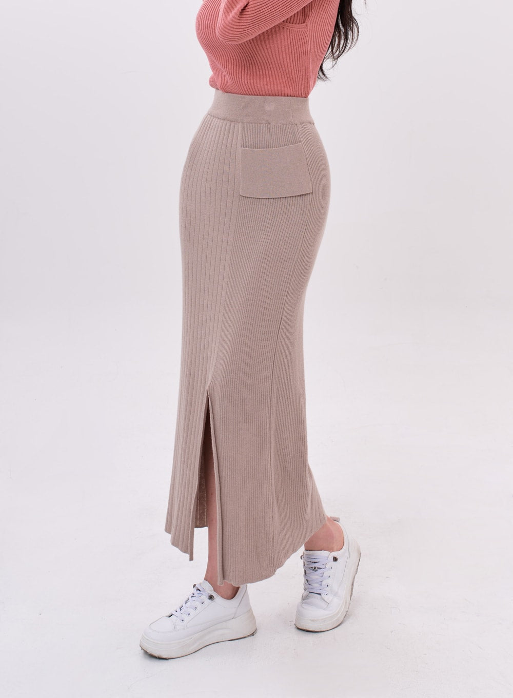 Bending Slit H-Line Long Skirt IS15