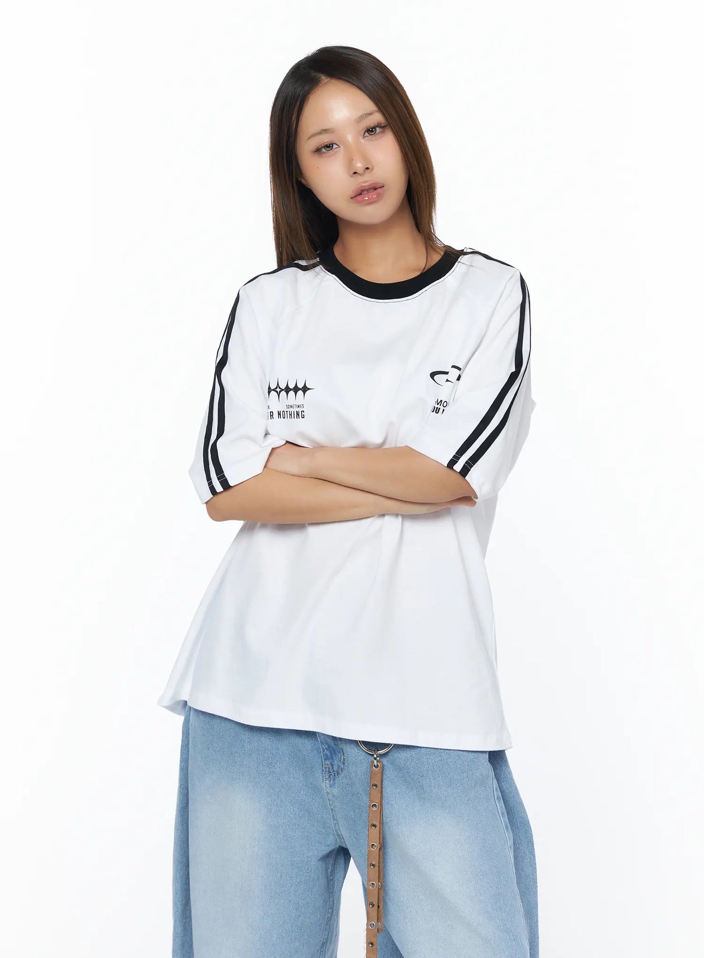 Casual Striped Sleeve Tee CA516