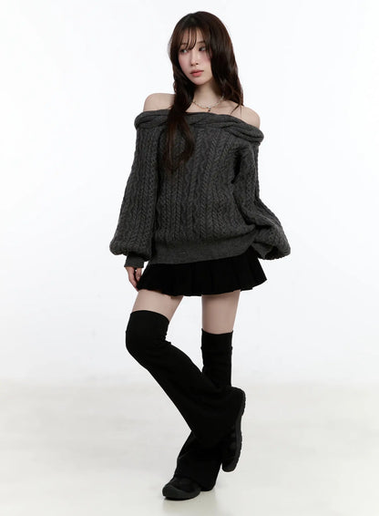 Cable Knit Off-Shoulder Sweater CN525