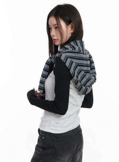 Casual Striped Hooded Muffler CJ512