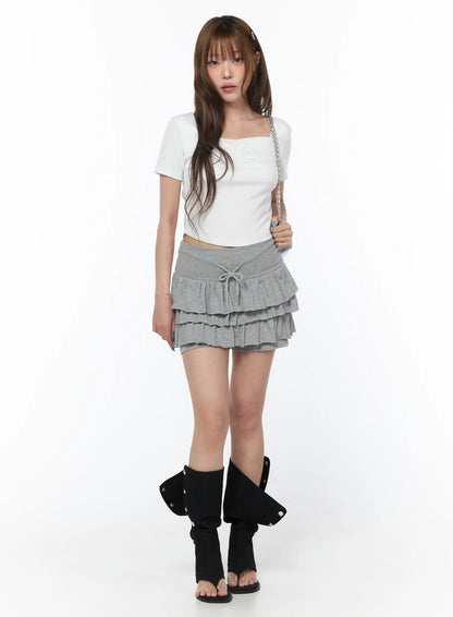 Basic Tiered Ruffle Mini Skort CY529