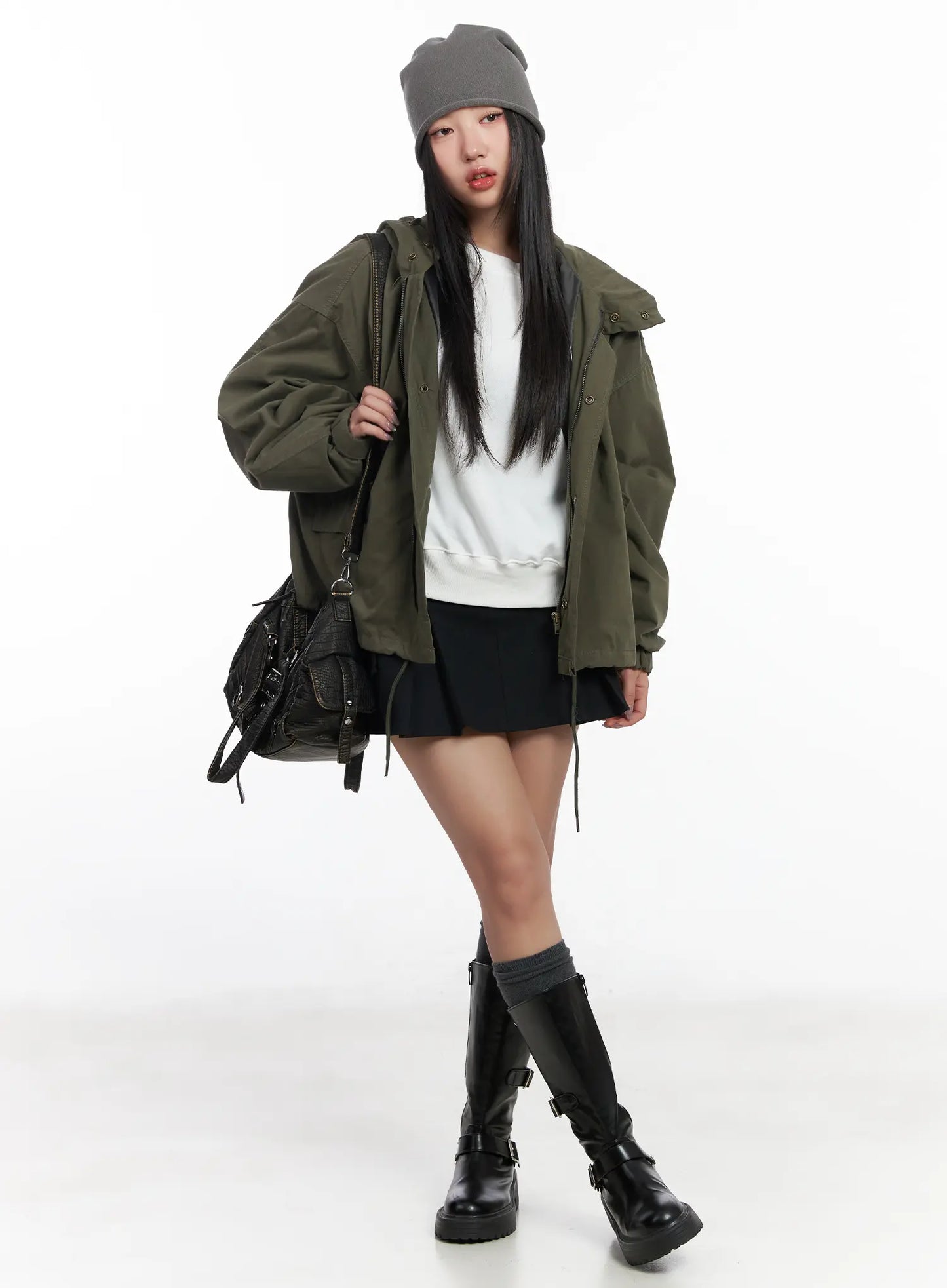 Chic Pleated Cargo Mini Skirt CF503