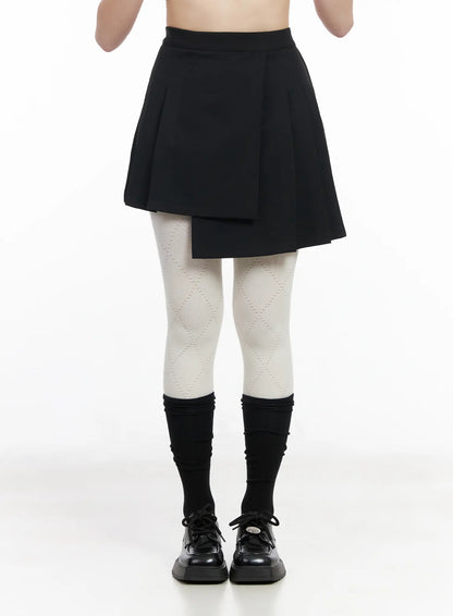 Asymmetric Pleated Mini Skirt CM513