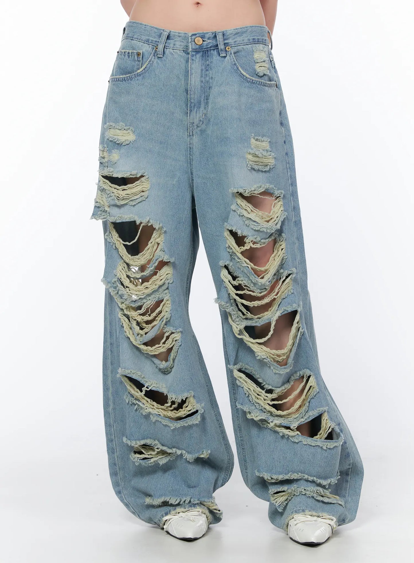 Clementine Distressed Wide Leg Jeans CA528