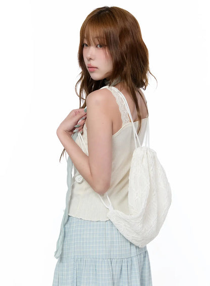 Chic Lace-Up Drawstring Backpack CA520