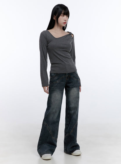 Barbara Washed Wide Leg Jeans CD420