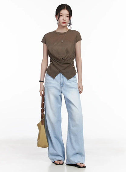 Anastasia Wide Leg Light Wash Jeans CA510