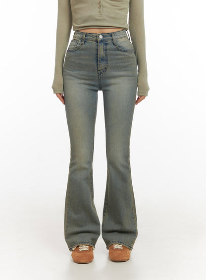 Cathy Washed Slim-Fit Flared Jeans IJ503