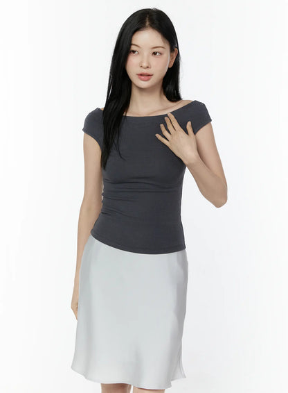 Boat Neck Short Sleeve Top IU505