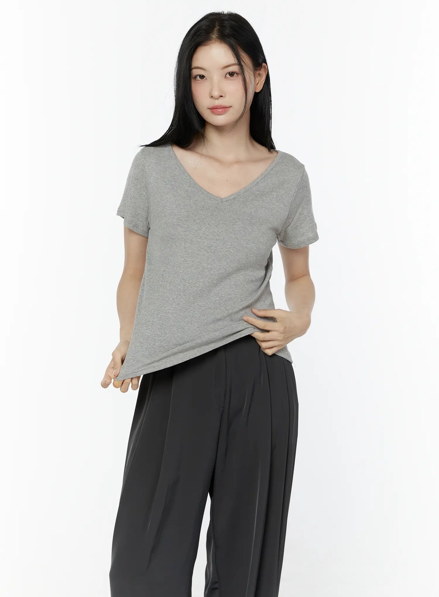 Casual V-Neck Cotton Tee IU503