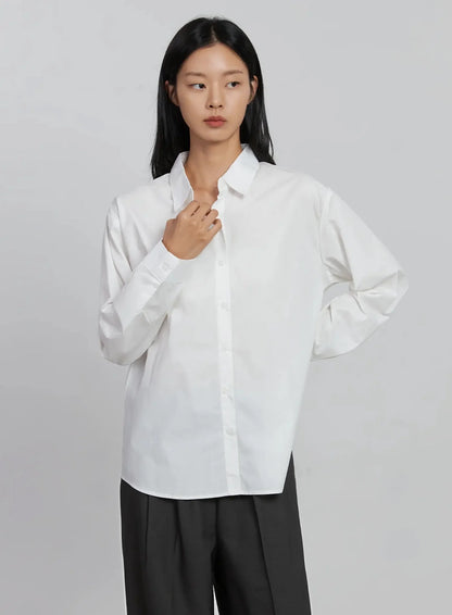 Basic Long Sleeve Button-Up Shirt ID516