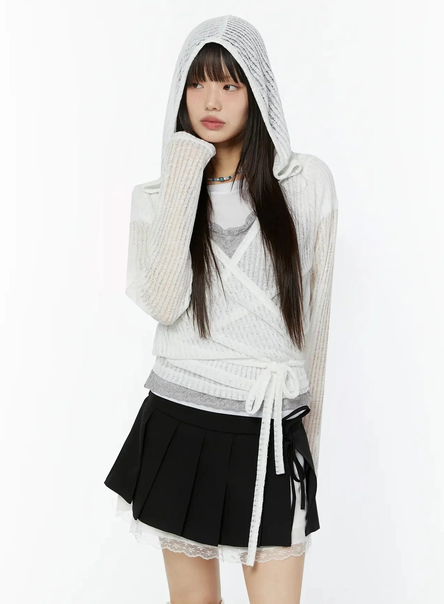 Chic Lace Wrap Hoodie Cardigan IU518