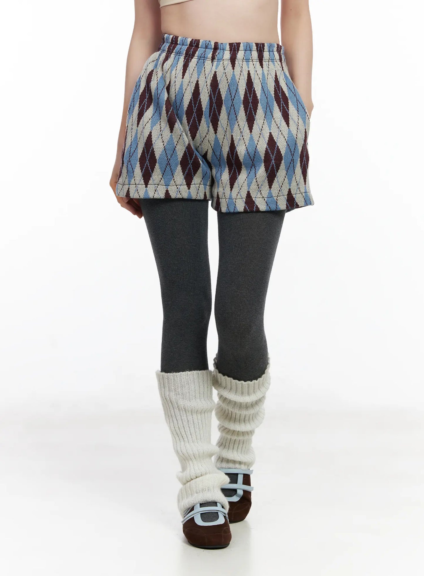 Argyle Pattern Knit Shorts CJ520