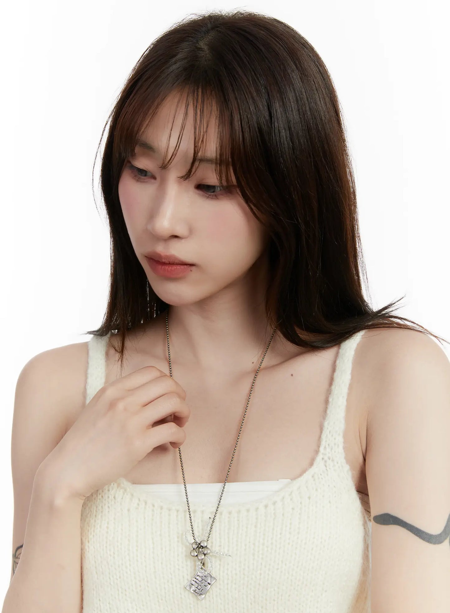 Clear Ribbon Necklace ID529