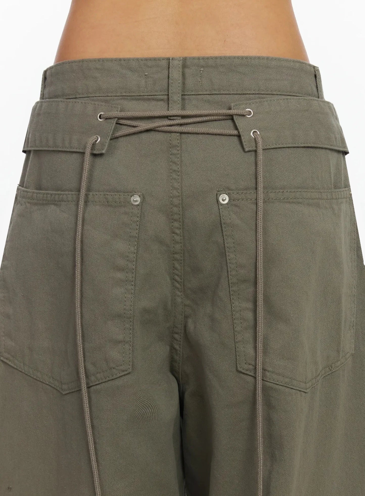 Back Corset Belt Wide-Leg Cotton Pants IA527