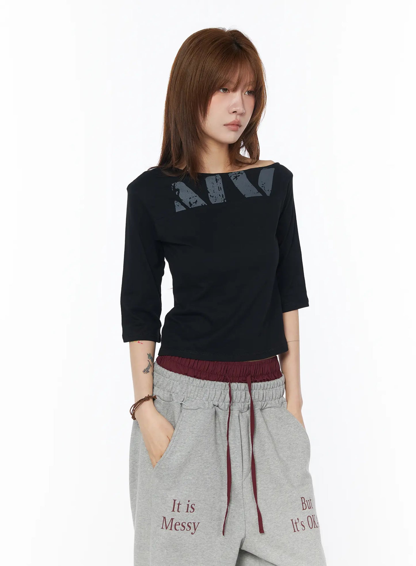 Boat Neck Graphic Tee CY528