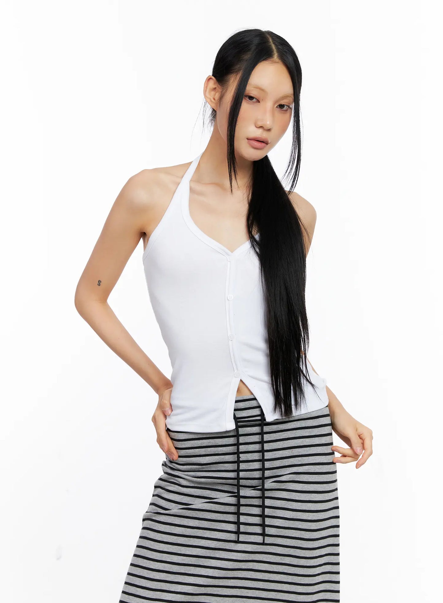 Buttoned Halter Tank CL530
