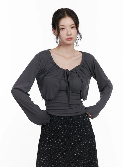 Chic Tie-Front Cardigan Set CA510