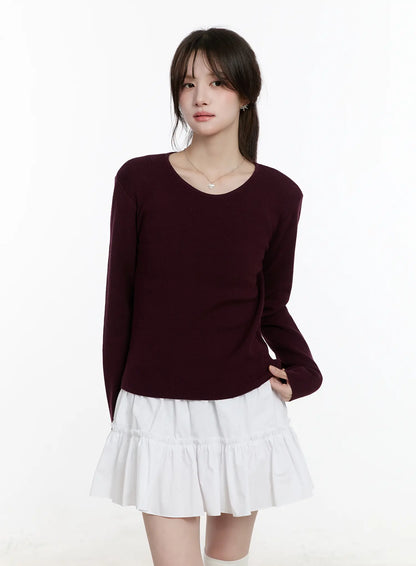 Basic Round Neck Long Sleeve Top CM505