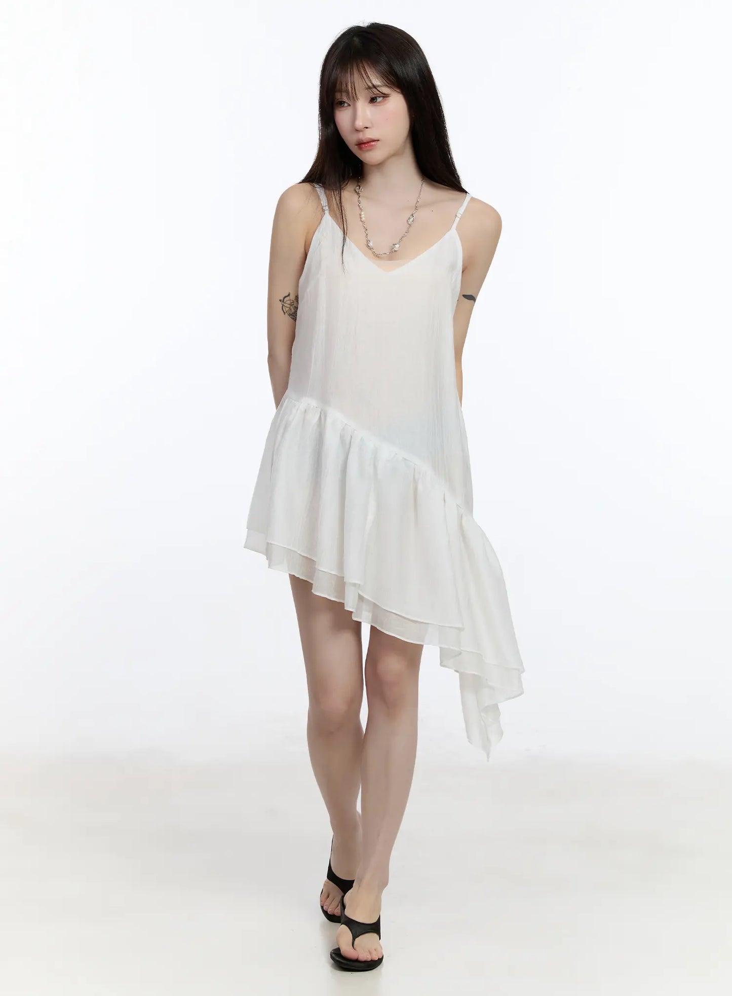 Asymmetric Hem Chiffon Mini Dress CA501