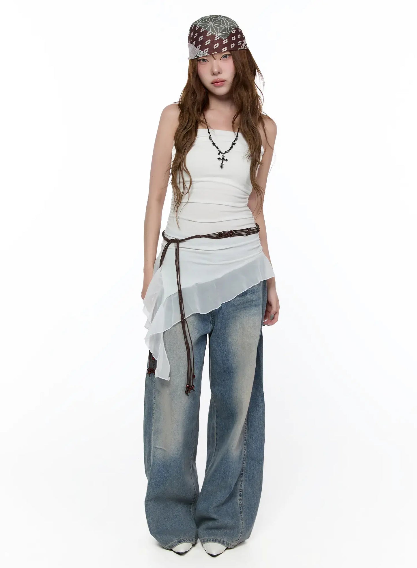 Amoura Wide Leg Washed Jeans CA521