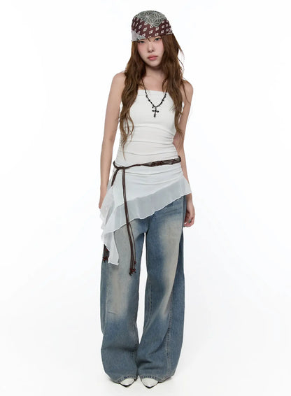 Amoura Wide Leg Washed Jeans CA521