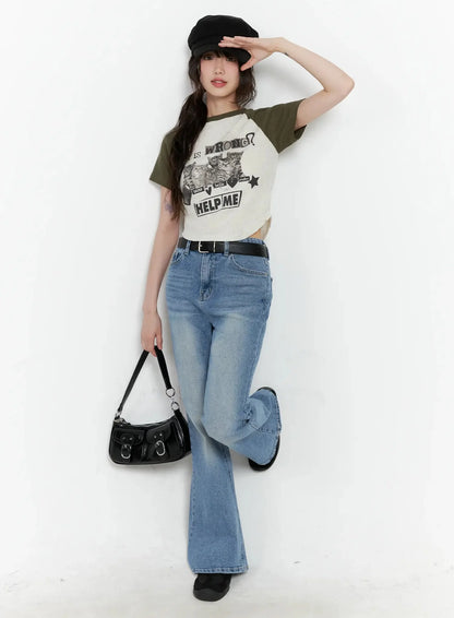 Cat Graphic Raglan Tee IL531