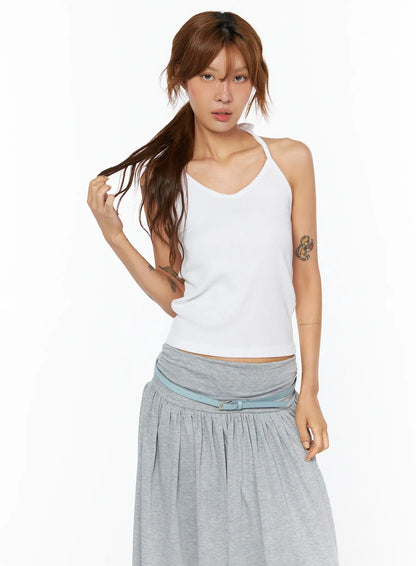 Basic Ribbed Halter Top CU518