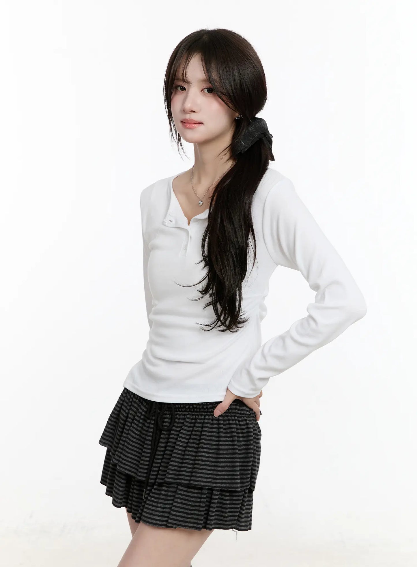 Button Accent Long Sleeve Top CM510