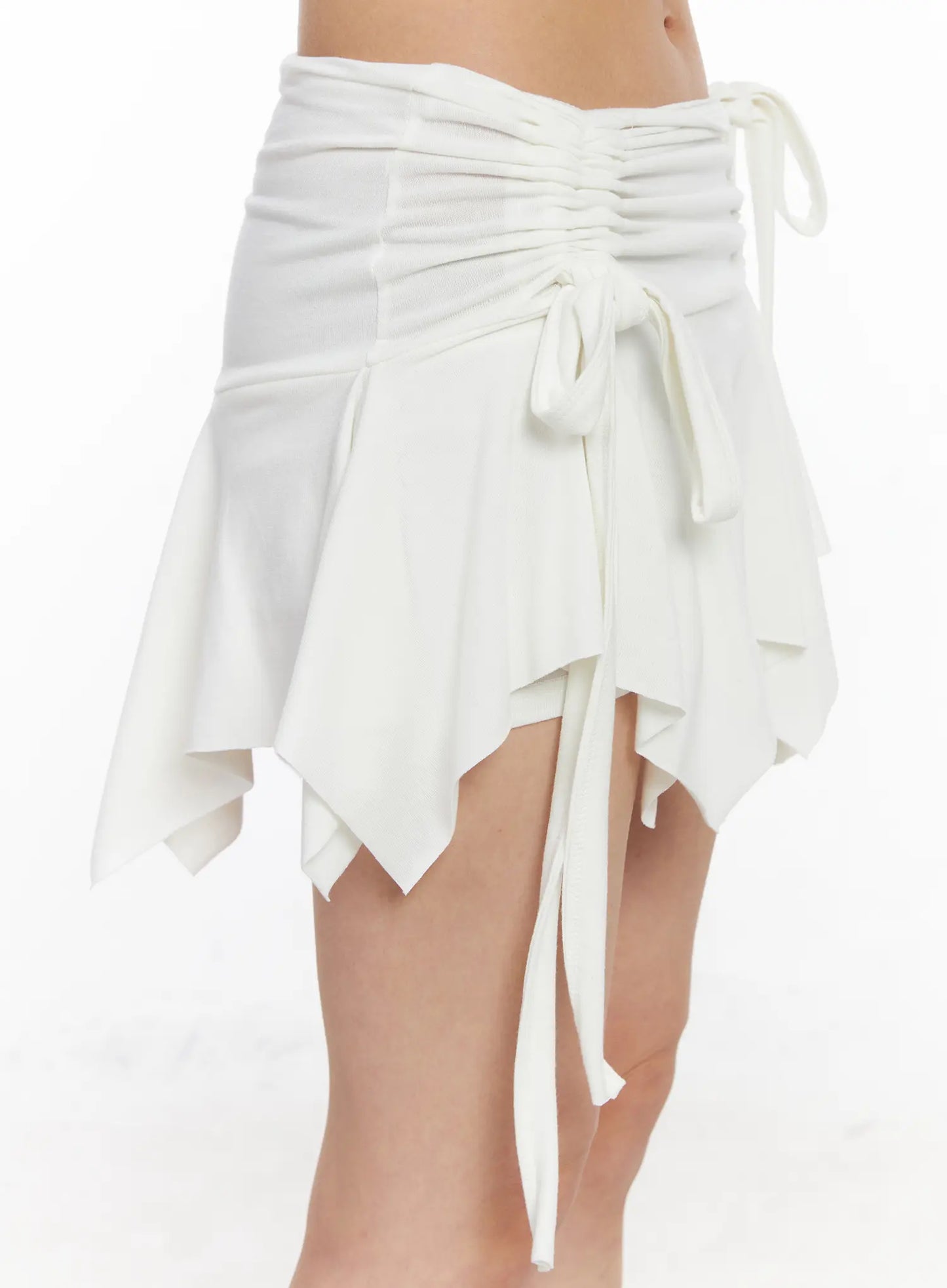 Asymmetrical Ruched Flared Mini Skirt CJ522