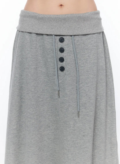 Button Foldover Maxi Skirt CA528