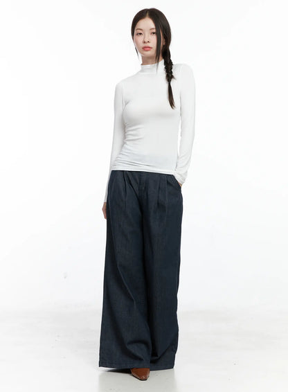 Basic Mock Neck Long Sleeve Top CO503