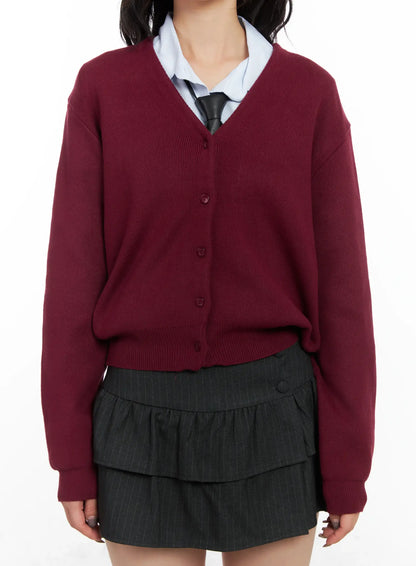 Classic V-Neck Button-Up Cardigan CD502