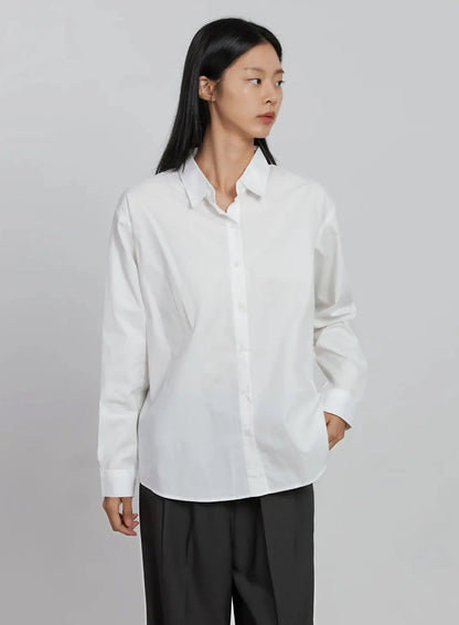 Basic Long Sleeve Button-Up Shirt ID516