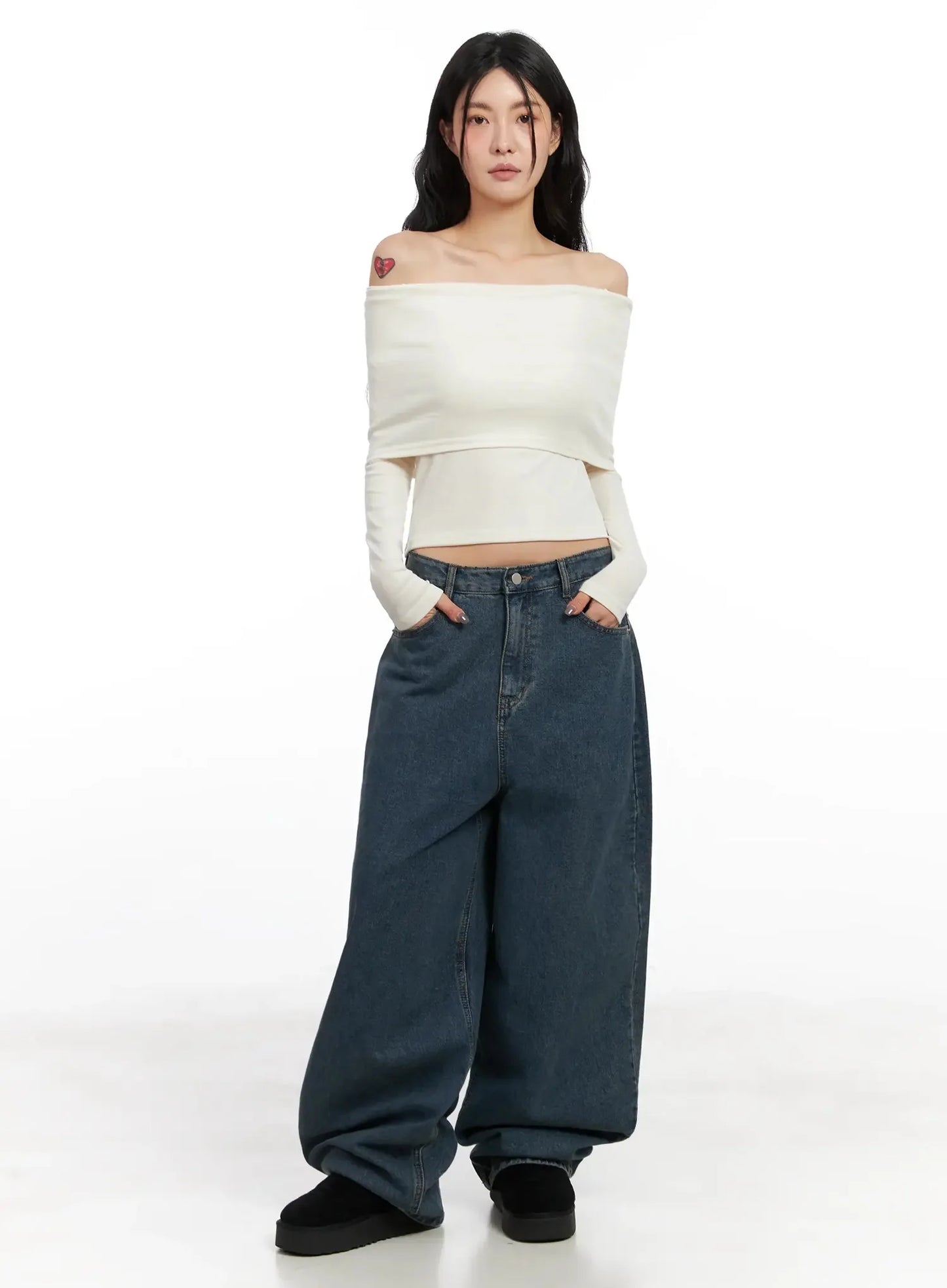 Aleena Mid-Wash Baggy Jeans IN528