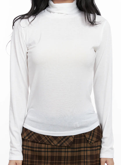 Basic Fleece Turtleneck Long Sleeve Top CN514