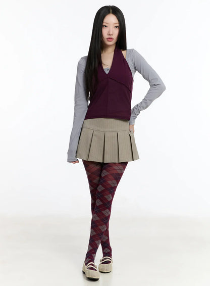 Chic Striped Pleated Mini Skirt CM511
