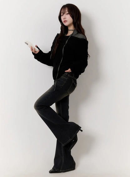 Casual Asymmetrical Knit Hoodie CN524