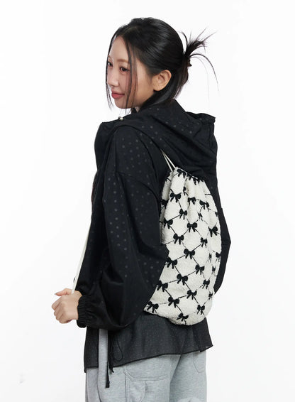 Ballet-Core Ribbon Drawstring Bag CF503