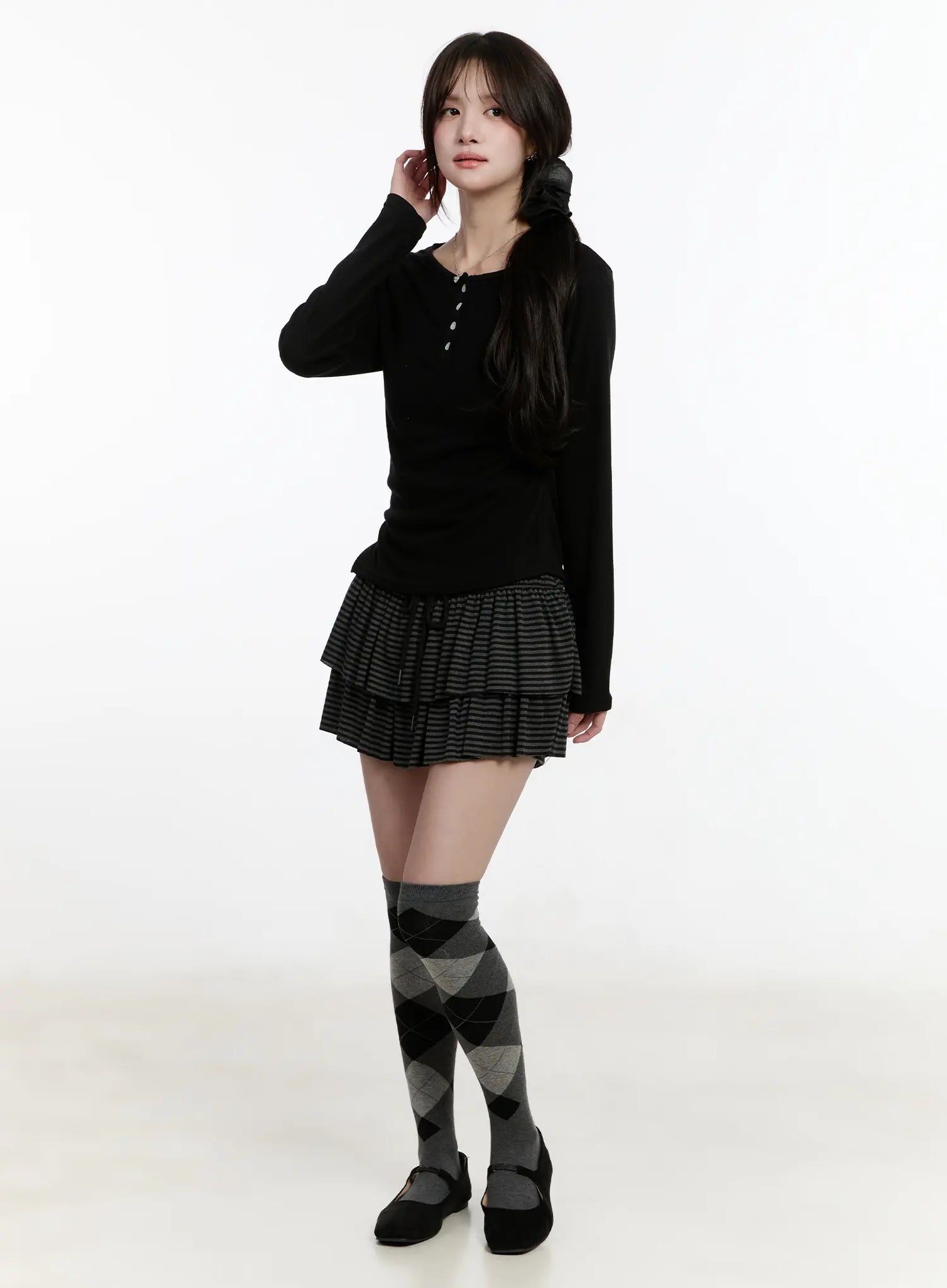 Button Accent Long Sleeve Top CM510
